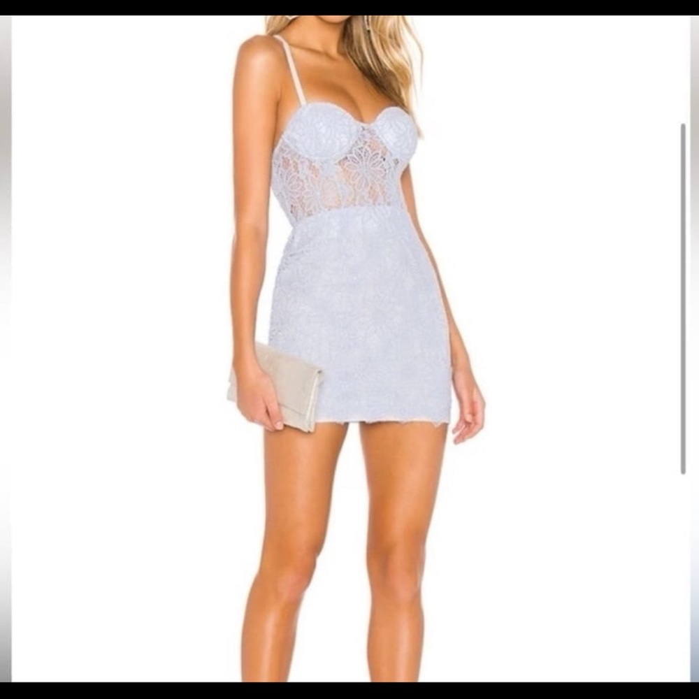 REVOLVE Lace Bustier Mini Dress in White
